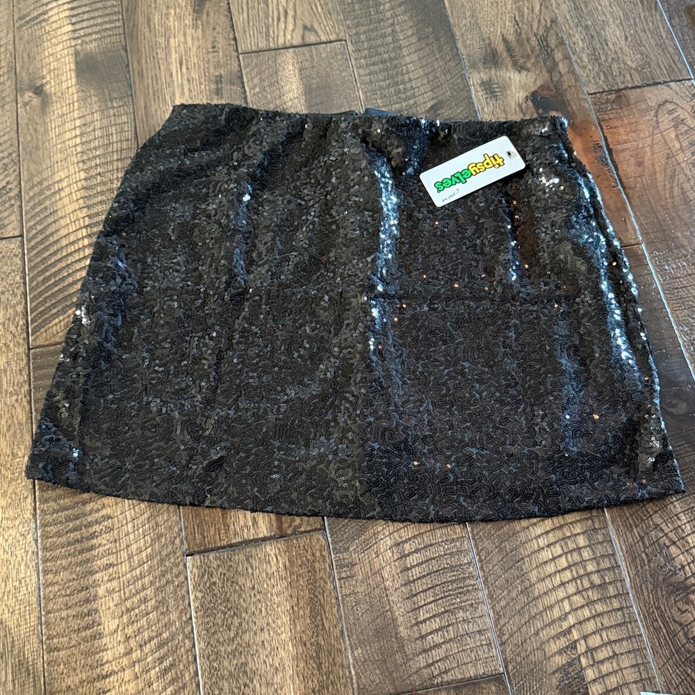 Tipsy Elves‎ NWT Black sequin mini skirt XL or L